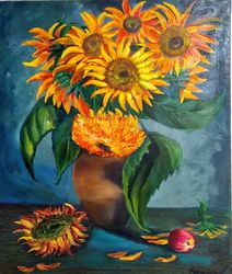 Still life with sunflower yellow flowers picture 23*27 inches vase with flowers art