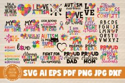 30 Autism Quotes Big Bundle Svg Cut File - SVG, PNG, DXF, PDF, AI File for print and cricut