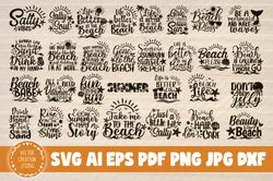 30 Summer Beach Quote Svg Bundle - SVG, PNG, DXF, PDF, AI File for print and cricut