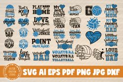 34 volleyball quotes svg clipart bundle - svg, png, dxf, pdf, ai file for print and cricut