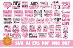 Breast Cancer Bundle - SVG, PNG, DXF, PDF, AI File for print and cricut