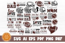 Football Bundle SVG Cut File - SVG, PNG, DXF, PDF, AI File for print and cricut