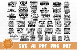 Teacher Quotes SVG Bundle Cut Files - SVG, PNG, DXF, PDF, AI File for print and cricut