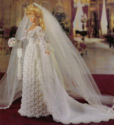 crochet pattern PDF-Victorian Fashion doll Barbie gown crochet vintage pattern- 1889 Bridal Gown -Crochet blueprint