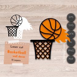 Basketball 3D Layered SVG, Sports Laser Cut File, wall art