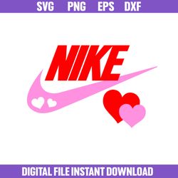 Nike Swoosh Heart Svg, Nike Valentine Day Svg, Nike Logo Svg, Valentine Day Svg, Png Dxf Eps File