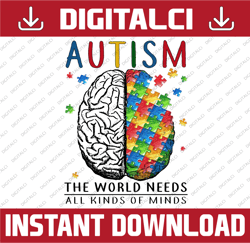 Autism The world needs all kinds of minds png, Autism Brain Puzzle png, Autism Awareness png, Autism png, Autism Sublima