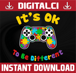 It's Ok To be Different Gaming Svg, SVG, Cut File, Autism Awareness PNG, Puzzle Gaming