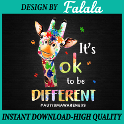 Autism Awareness Cute Giraffe Animal Png, It's Ok To Be Different Png, Autism Awareness, Easter Png, Digital download
