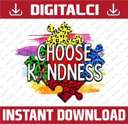 Choose Kindness Leopard Puzzle Sublimation, Choose Kindness Png, Autism Sublimation