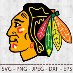 Chicago Black hawks SVG PNG JPEG  DXF Digital Cut Vector Files for Silhouette Studio Cricut Design