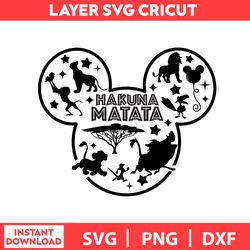Mickey Outline Lion King Hakuna Matata, Disney Birthday Svg, Disney Svg, Disney Bundle Svg, Dxf, Png, Digital file