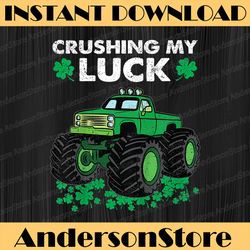 Crushing My Luck Monster Truck Png, St Patricks Day Png, Shamrock Png, Digital File, PNG High Quality, Sublimation