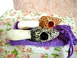 Ceramic pipe mushroom with knitted bag. Gothic Smoking Pipe Tobacco