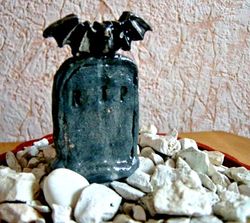Ceramic grave stones Bat. Fish tank decor