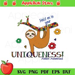 Autism Awareness Sloth SVG PNG, Sloth Svg, Tree Svg, Autism Awareness Svg, Flower Svg
