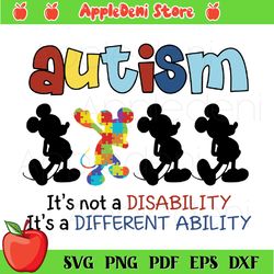 Autism Is A Different Ability Svg, Autism Mickey Mouse Svg, Autism Svg