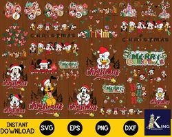 24 file Disney christmas bundle svg, Disney christmas SVG DXF EPS PNG, for Cricut, digital, file cut, Instant Download