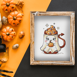 Halloween Cup Cross Stitch Pattern PDF, Halloween Ghost, Scary Halloween, Halloween Decoration, Witch Cross Stitch Insta