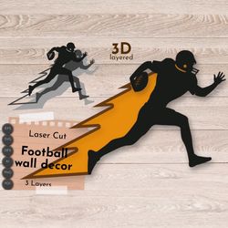 American Football 3D Layered SVG, Sport Laser Cut File decor