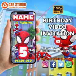 Spidey and his Amazing Friends Invitation, Spidey Video Invitation, Spidey Invite, Spidey Birthday, Spidey and his Amazi