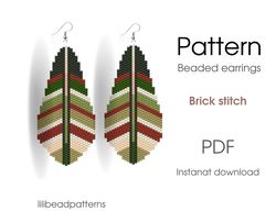 Beaded earrings pattern - Brick stitch - seed bead leaf pattern - Modern bead weaving - instant download - Halloween bea