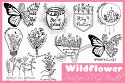 Wild Flower Positive SVG Bundle Graphic