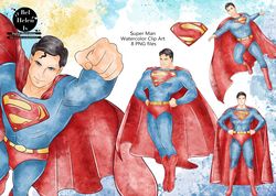watercolor Clip art Super Hero set 3