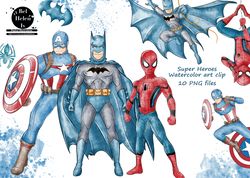 watercolor Clip art Super Hero set 4