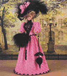 crochet pattern pdf-1895 fashion doll barbie gown crochet vintage pattern-crochet blueprint-doll dress pattern