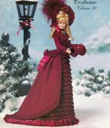 crochet pattern pdf-winter costume- fashion doll barbie gown crochet vintage pattern-crochet blueprint-doll dress