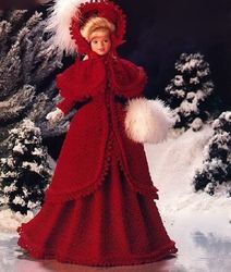 crochet pattern PDF-Christmas Fashion doll Barbie gown crochet vintage pattern-Skating Costume-Crochet blueprint