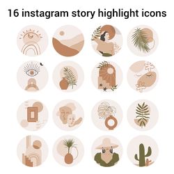 16 stylish instagram story highlight covers. Boho social media icons. Digital download