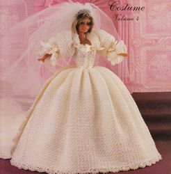 crochet pattern PDF-Royal Wedding Gown-Fashion doll Barbie gown crochet vintage pattern-Crochet blueprint