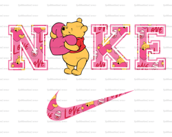 Winnie The Pooh Heart x Nike Png, Logo Brand Png, Pooh Valentine Style Png, Nike Png, Instant Download, Sublimation
