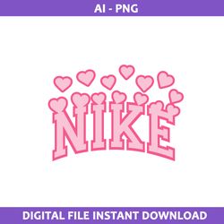 Nike Hearts Valentine Day Logo Png, Nike Logo Png, Valentine Day Png, AI Digital File