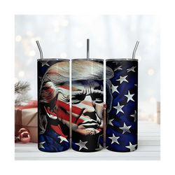 Trump 2024, American Flag, 20oz Skinny Tumbler Wrap, Sublimation Design