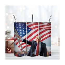 American Flag Trump 2024 20oz Skinny Tumbler Wrap, Sublimation Design
