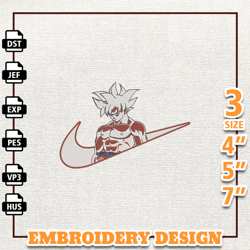 Nike Goku Ultra Instinct Embroidery Design Digital Machine Embroidery Design