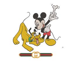 Mickey And Pluto Funny Gucci Logo Embroidery Design File Logo Embroidery Design