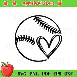 Baseball Heart SVG Silhouette, Sport Svg, Love Baseball Svg