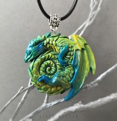 Dreaming dragon - fantasy pendant