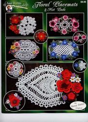 Digital | Floral napkins and coasters | Vintage crochet pattern | PDF