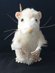 White mouse toy White rat toy Original handmade gift Collectible mouse toy