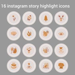 16 boho instagram story icons. Abstract highlight instagram. Instagram highlight icons in a circle  Digital download