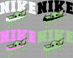 4x Baby Yoda Design Bundle x Nike Png, Logo Brand Png, Grogu Baby Yoda, Nike Png, Instant Download, Sublimation