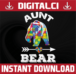 Aunt Bear PNG, PNG, File For Print, Aunt Bear Puzzle Pieces PNG, Autism Awareness