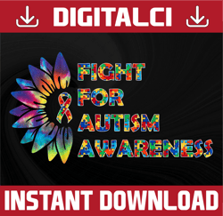 Fight For Autism Awareness png, Western, Sunflower Png,  PNG, Autism Png, Sublimation Designs Downloads, Digital Downloa