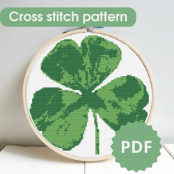 Shamrock cross stitch pattern, clover leaf cross stitch chart, PDF, cross stitch pattern, st patrick's day