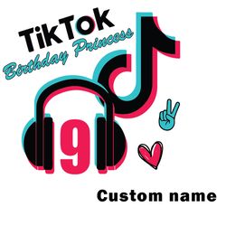 TikTok Birthday Princess 9th Custom Name Svg, TikTok Svg, PrincessSvg, Tiktok Birthday Svg, Tik Tok Svg Digital Download